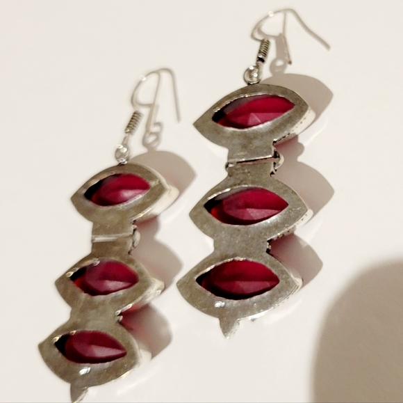 Artisan Handcrafted Ruby 925 Silver Earrings - Picture 4 of 6